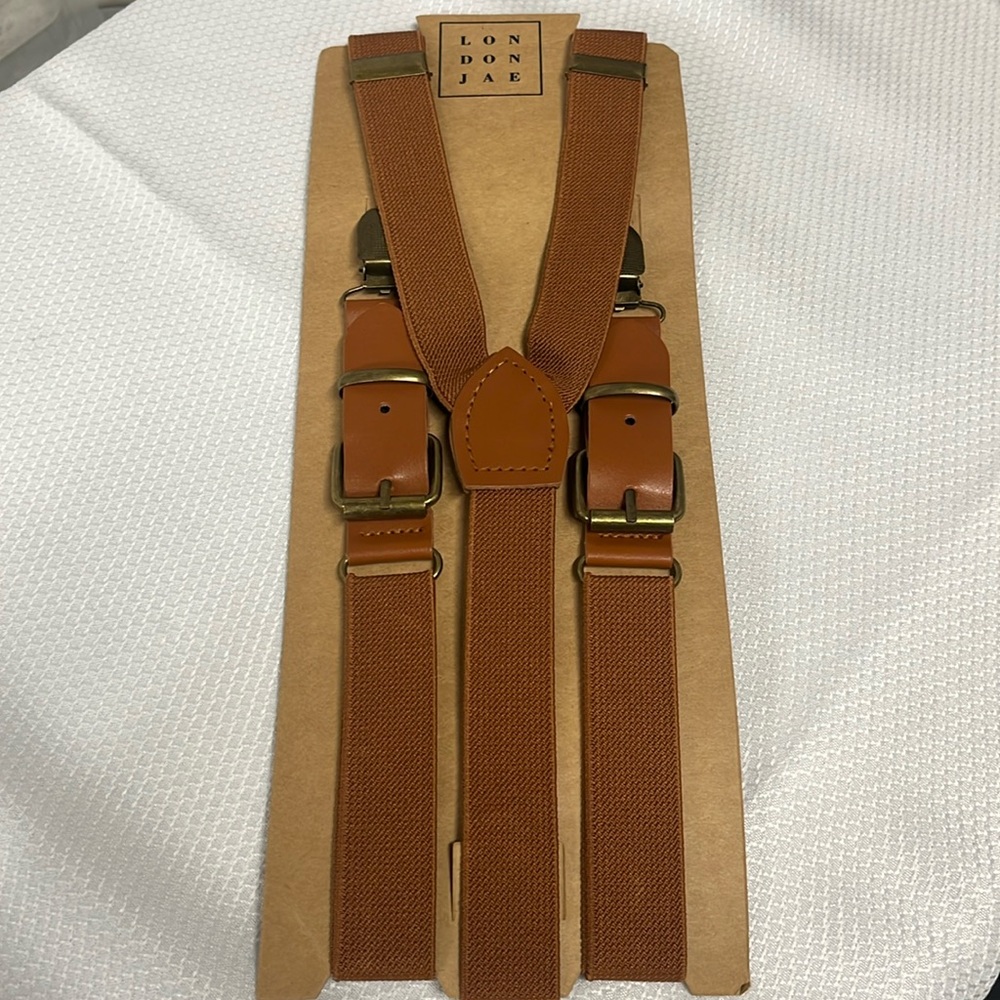 Cognac Brown Suspenders-Wedding Groomsmen, Ring Bearer, Formal Outfit